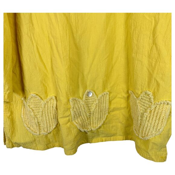 Palm Grove Yellow Gauze Gauzy Tulip Floral Flowy Blouse Size 2X - Picture 2 of 5